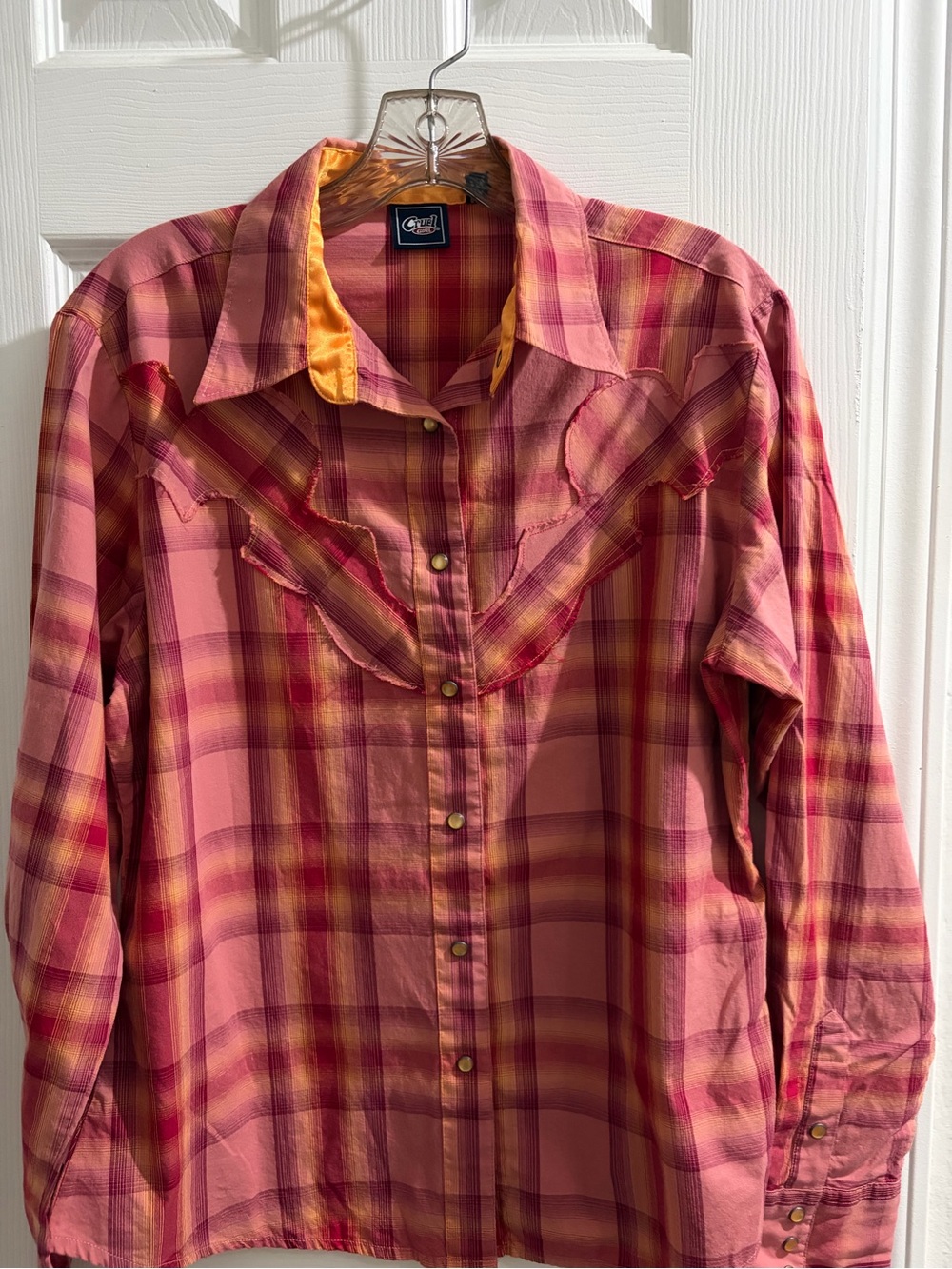 Cruel Girl Red and Yellow Plaid Western Shirt